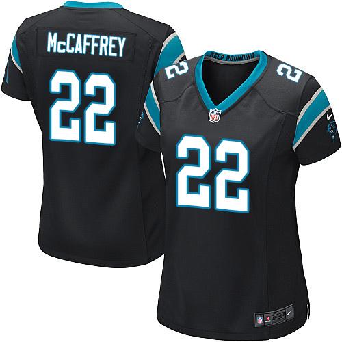 Nike Panthers #22 Christian McCaffrey Black Team Color Women's Stitched NFL Elite Jersey